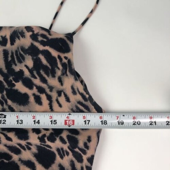 TOPSHOP Mini Slip Dress size 10 Brown Black Leopard Animal Print side cinch - Picture 7 of 10